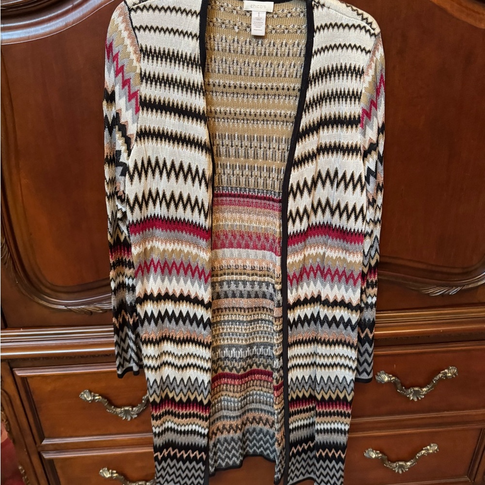 Chico's Multicolor Zigzag Cardigan